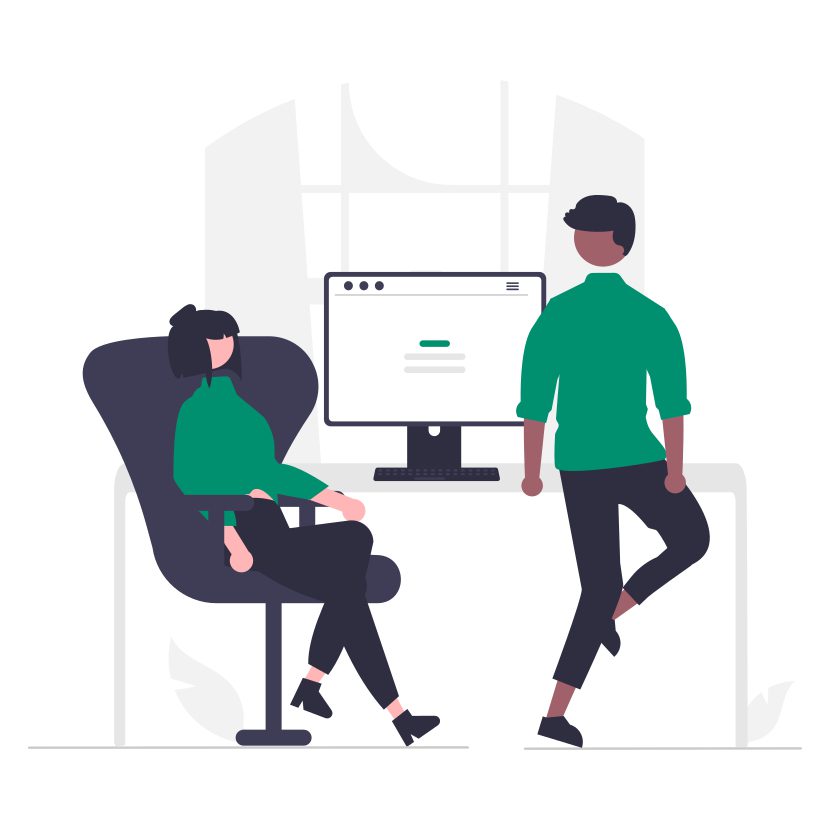 Illustration of two people in an office